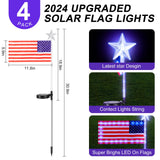 4th of July Decorations Outdoor Solar Lights, Upgraded 4 Pack American Flag