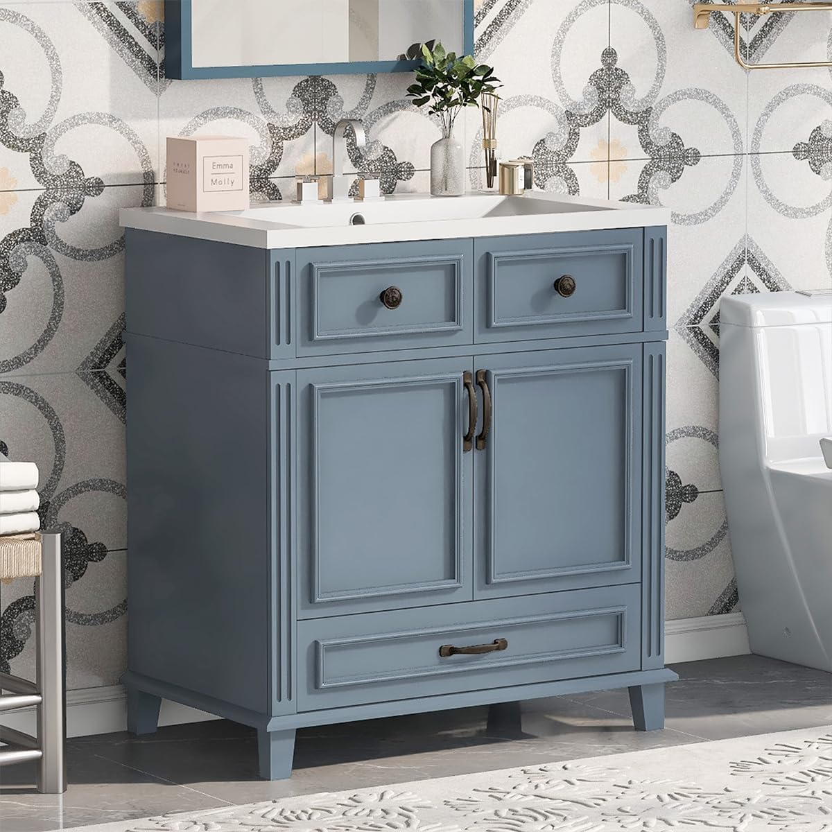 30 Inch Bathroom Vanity with Sink, Modern Single Sink Bathroom Storage Cabinet