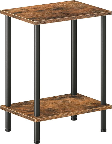 End Table, Small Side Table, Nightstand with 2-Layer Storage Shelves, Sofa Table for Small Spaces, Living Room, Bedroom, Stable Frame, Easy Assembly, Rustic Brown BF09BZ01