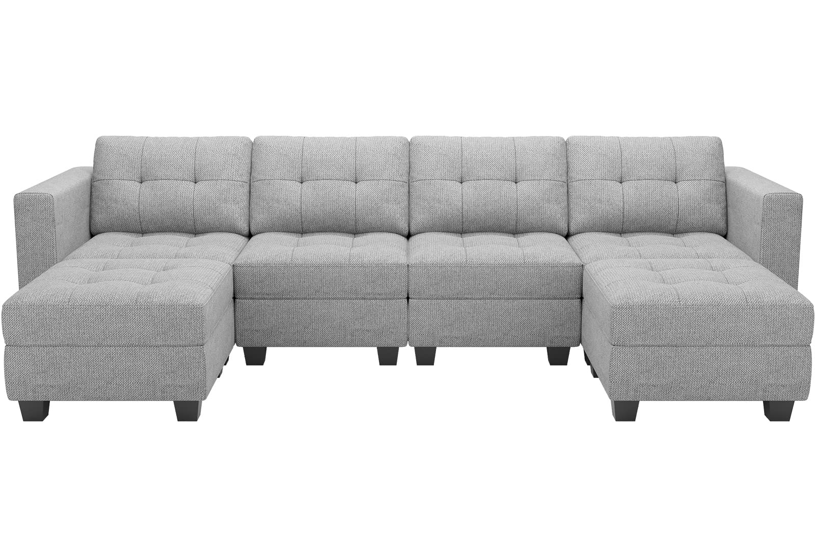 Reversible Storage Modular U-Shape Sectional Sofa Couch with Double Chaises Modular