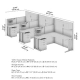 Office in an Hour 3 Person L Shaped Cubicle Desks with Storage, Drawers, and Organizers