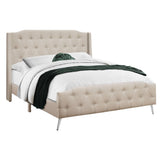 Specialties I 6046q Bed, Queen Size, Bedroom, Frame, Upholstered, Beige Linen Look,