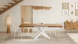 Emma 140 Extendable Dining Table, Rustic Oak with White Crossed Legs,