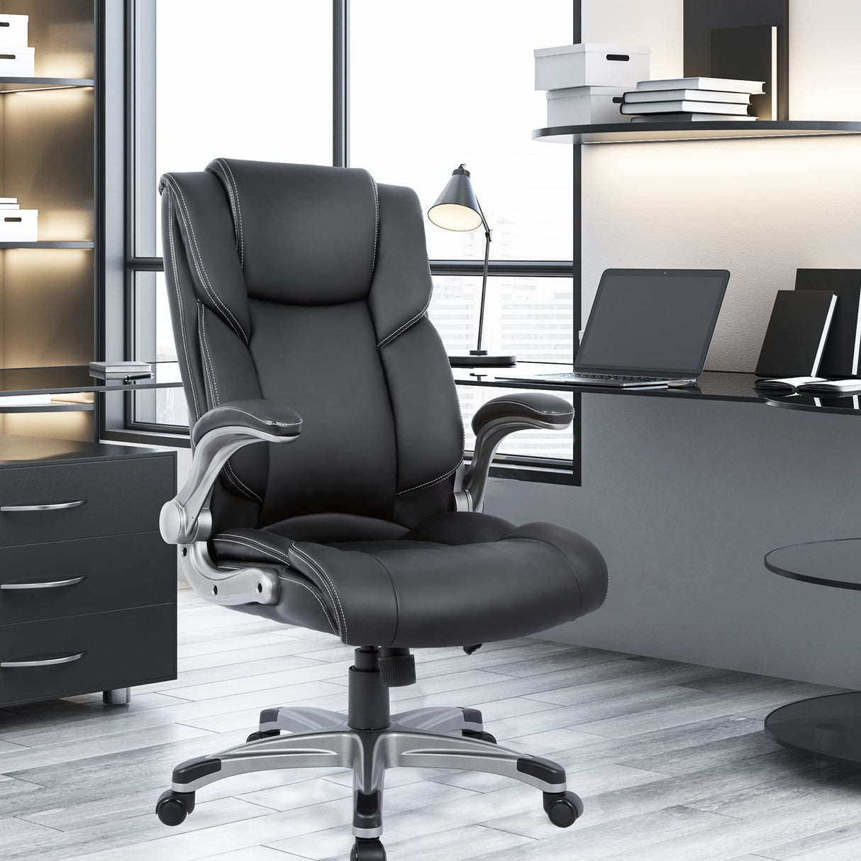 High Back Executive Office Chair- Ergonomic Home Computer Desk Leather Chair