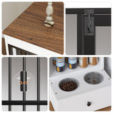 47.2" Dog Crate Furniture with Storage Shelf and Feeding Bowls