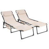 Oxford Chaise Lounge Chair, Patio Tanning Chair with Face Hole Adjustable 5-Position