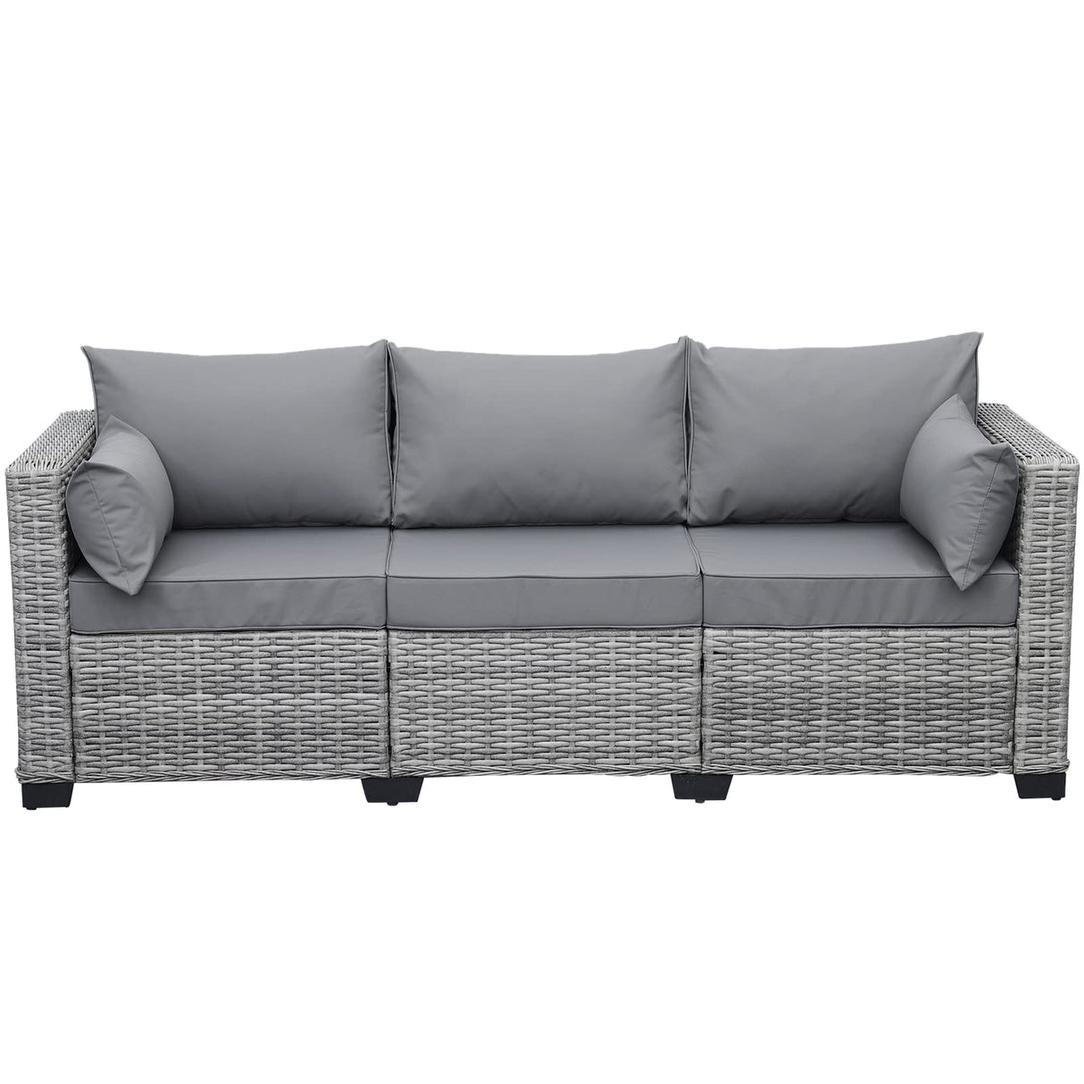 Outdoor Furniture Outdoor Couch Grey Wicker Patio Furniture 3-seat Sofa Deep Seat