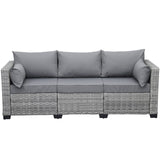 Outdoor Furniture Outdoor Couch Grey Wicker Patio Furniture 3-seat Sofa Deep Seat