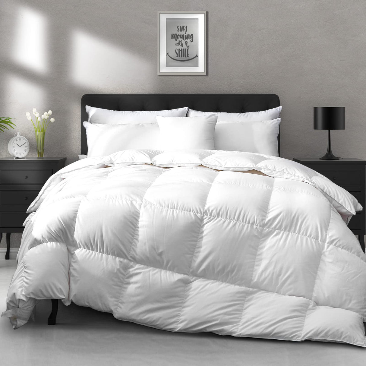 Heavyweight Down Feather Fibers Comforter King Size - Ultra-Soft Luxury High Fill-Power Hotel-Style Thicker