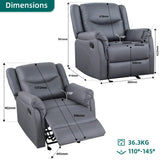 Glider Recliner Breathable Suede Fabric Manual Single Functional Chair Soft Lounge Seat