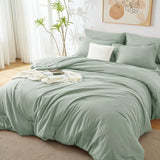 Queen Comforter Set Sage Green, 7 Pieces Bed in a Bag, Bedding Comforter Set