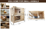 Collapsible Rabbit Hutch with Wheels, Upgrade Solid Wooden Bunny Cage Rabbit House