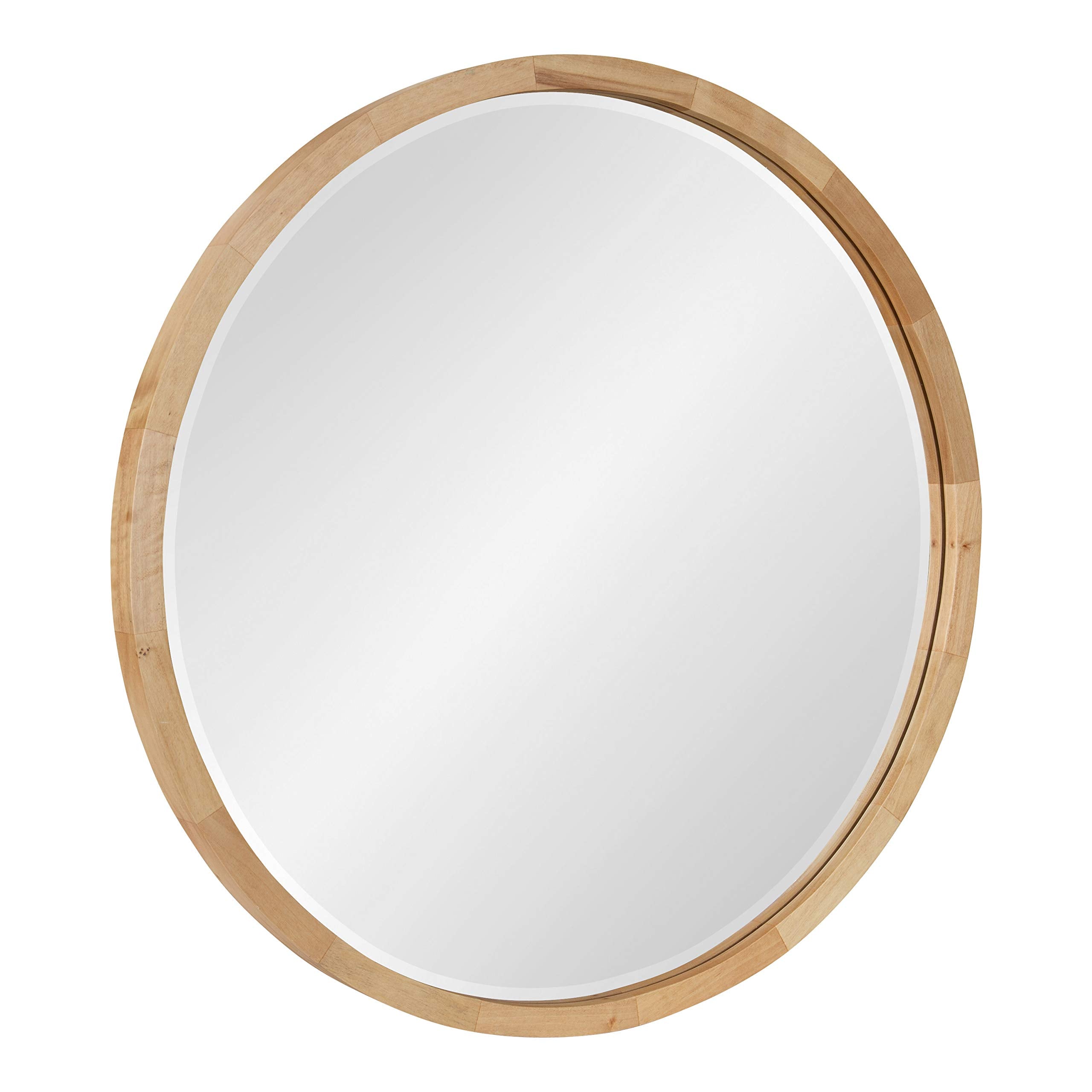 McLean Mid-Century Wood Framed Wall Mirror, 24 inch Diameter