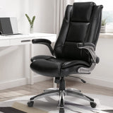 High Back Office Chair PU Leather Executive Swivel Computer Desk Chair Flip-up Arms