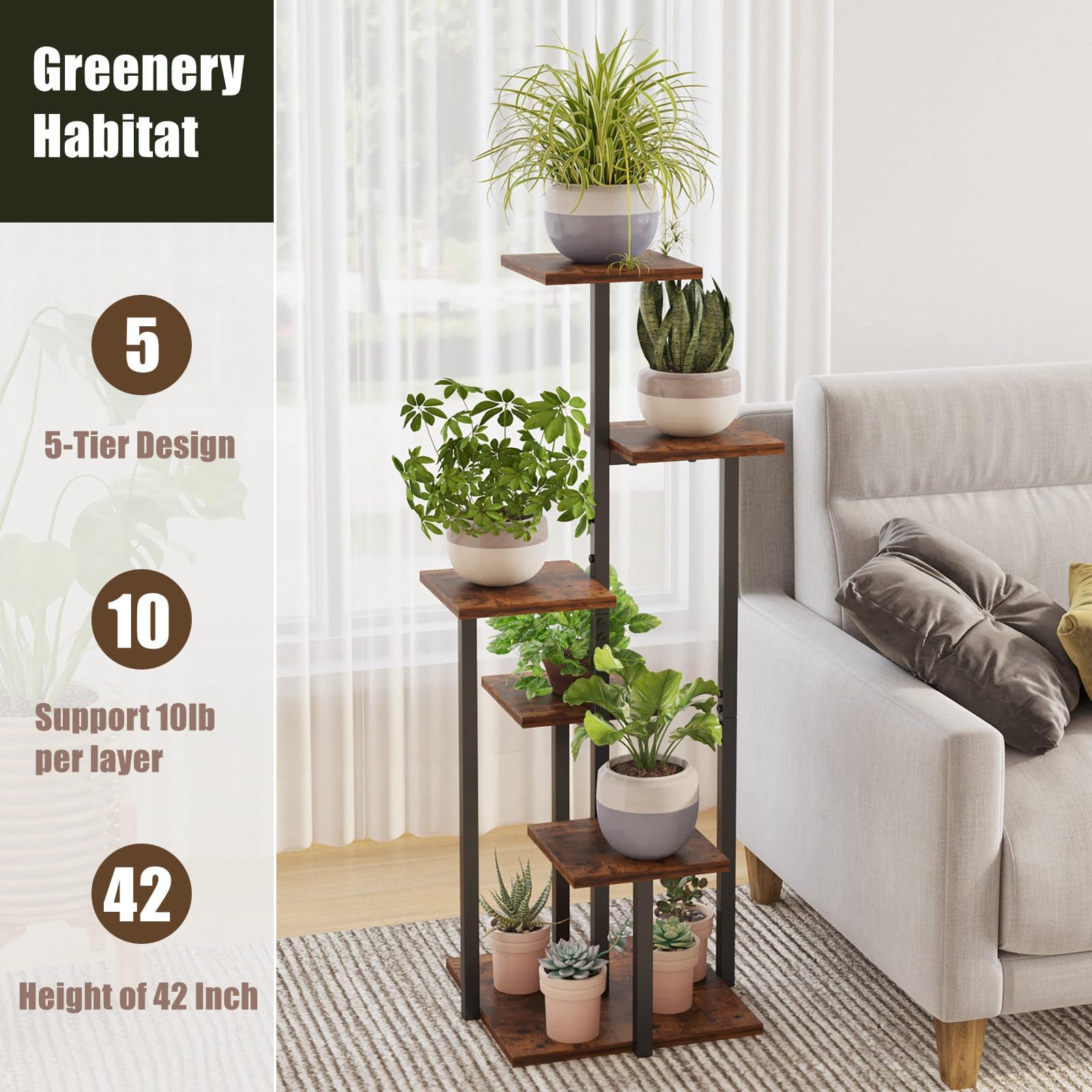 PlantHaven 5-Tier Space Saving Indoor Plant Stand