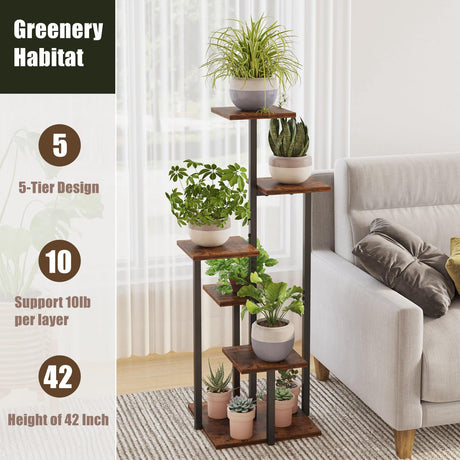 5 Tier Plant Stand Indoor, Tiered Plant Stands for Indoor Plants Multiple