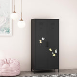 Metal Armoire, Wardrobe Closet Cabinet with Hanging Rod and Shelves for Bedroom