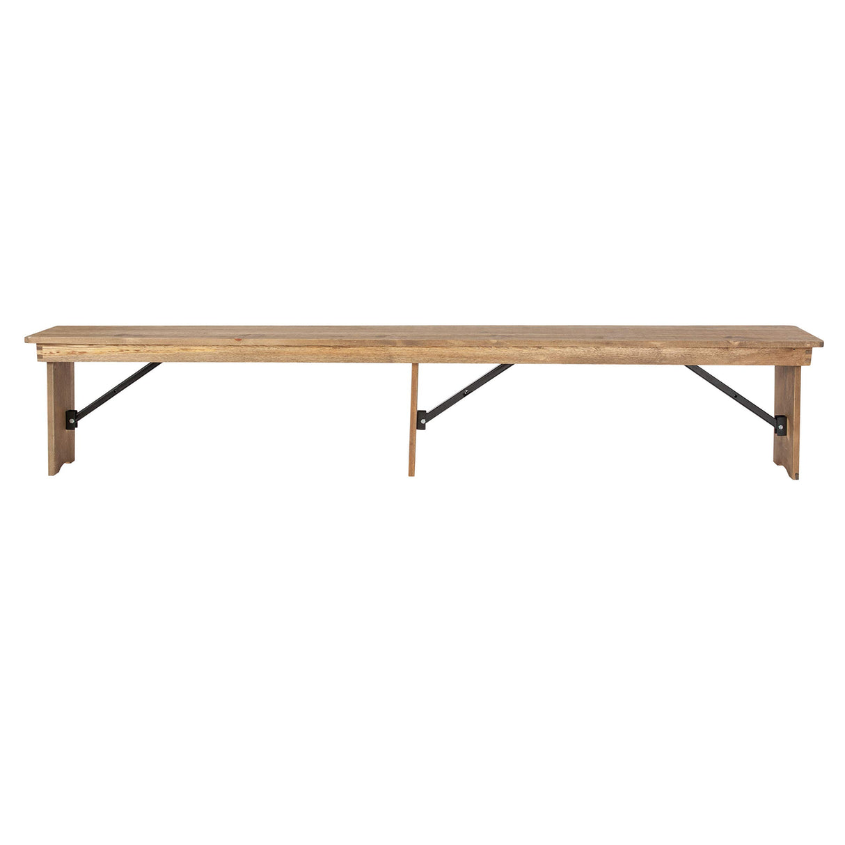 Hercules Series 8' x 12' Commercial Grade Rustic Solid Pine Folding Bench, Antique