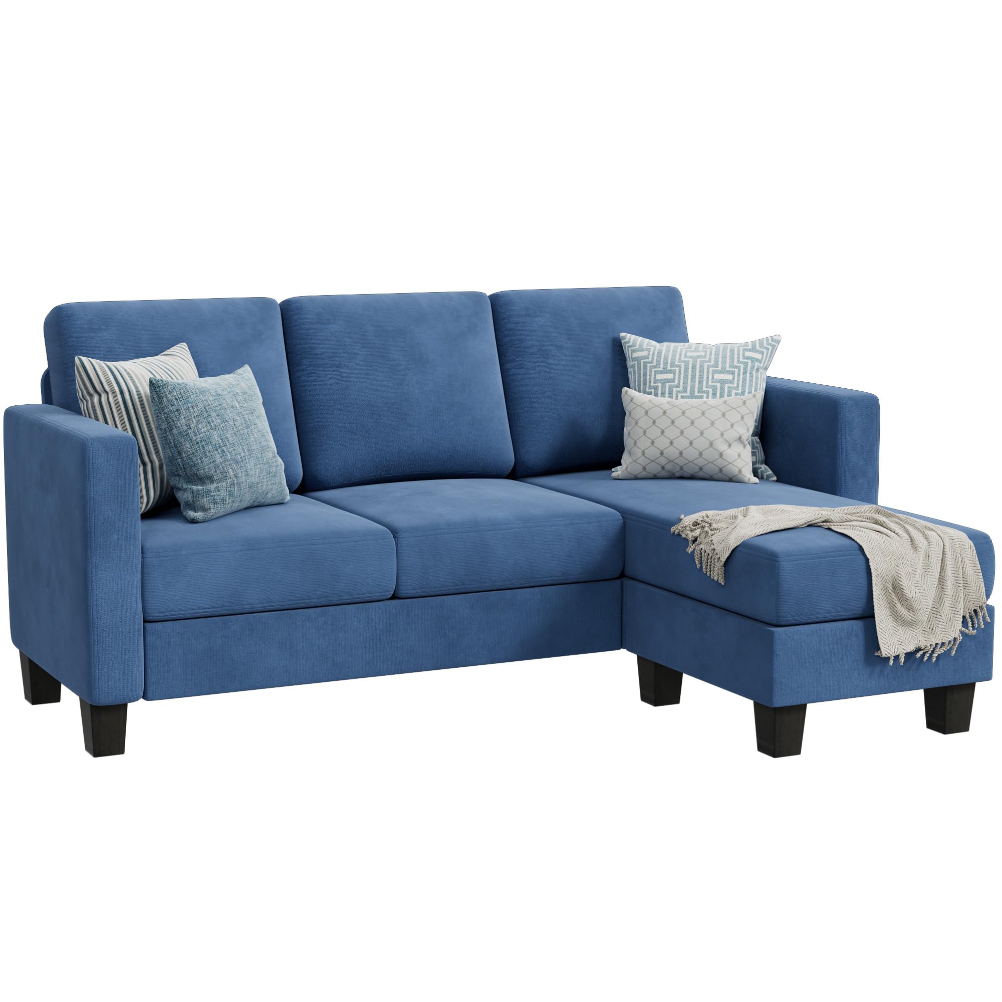 Convertible Sectional 3 L-Shaped Couch Soft Seat with Modern Linen Fabric