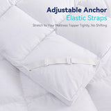 3 Inch White Goose Feather Mattress Topper,Full Feather Bed Topper,Mattress Cover with Straps,