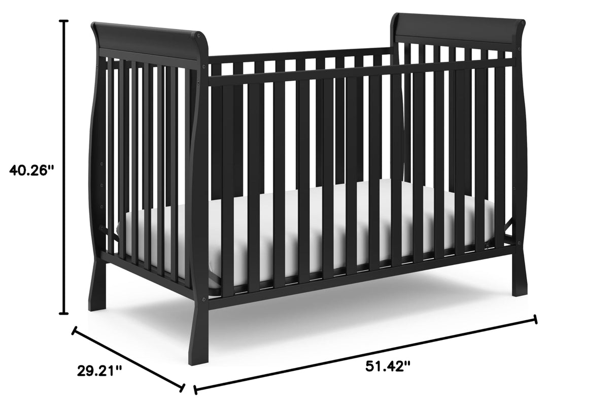 Maxwell Convertible Crib (Black) – GREENGUARD Gold Certified, Converts to Toddler Bed