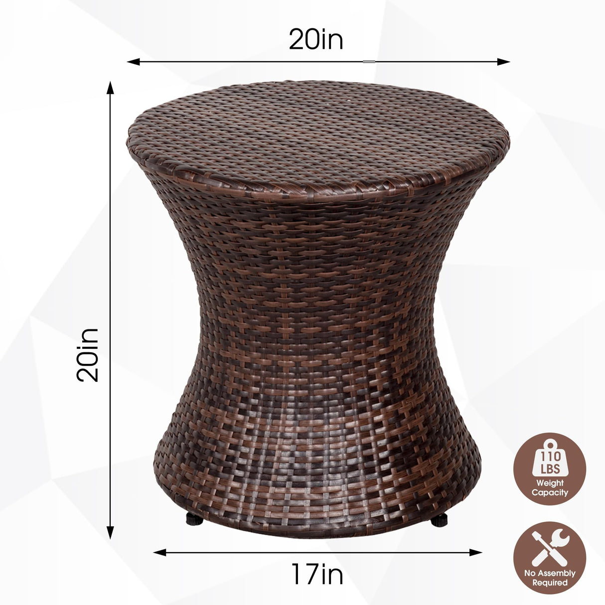 Small Side Table Patio Rattan End Table