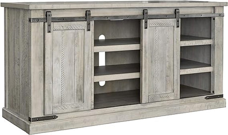 Danell Ridge Rustic TV Stand Fits TVs up to 68", 2 Sliding Barn Doors and 6 Storage Shelves