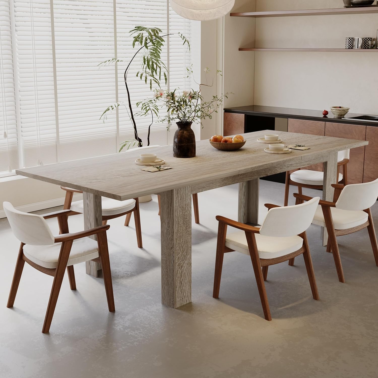 Extendable Dining Table 55-86 Inches Oak