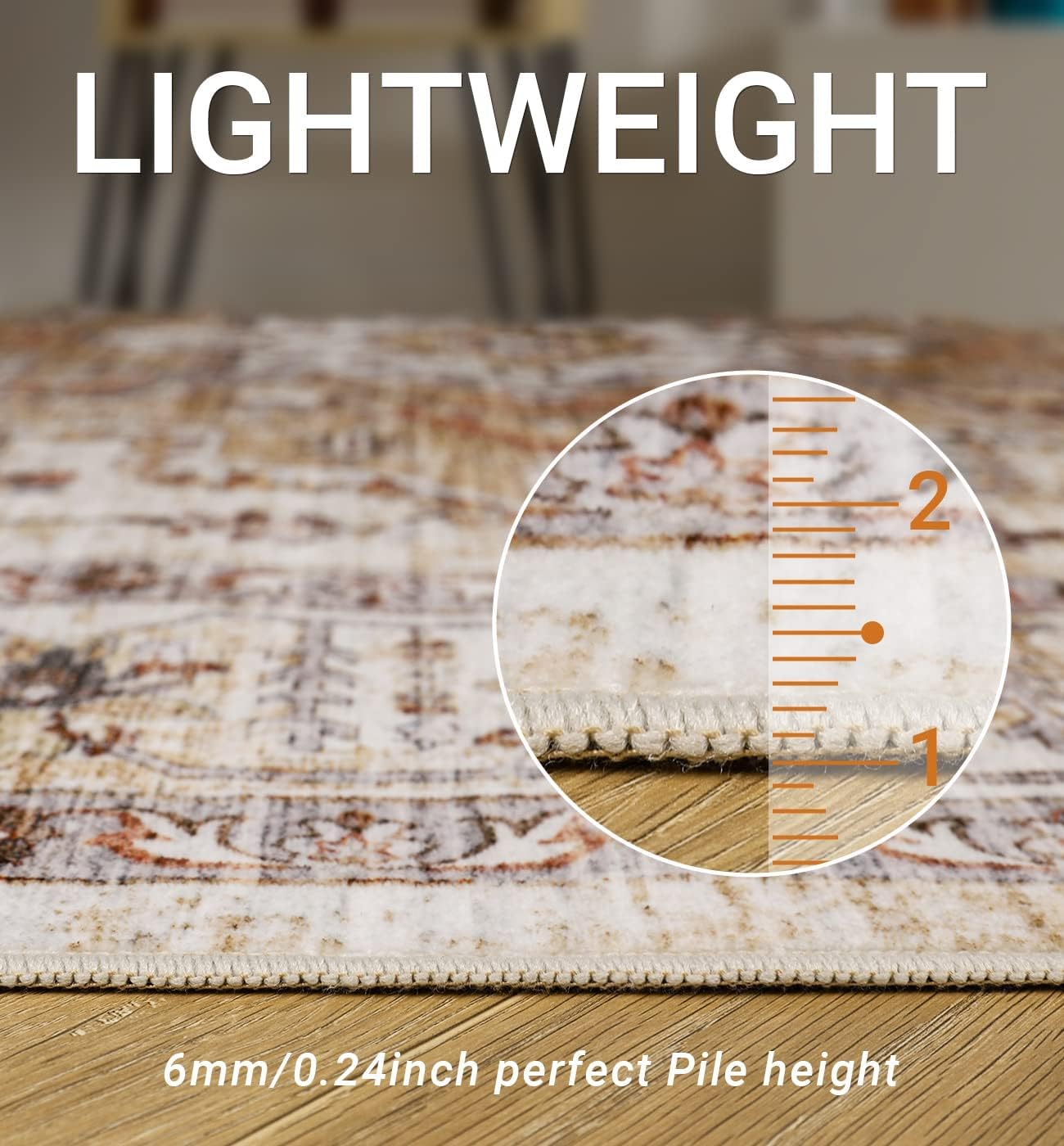 Washable Rug 8x10 Area Rugs for Living Room - Stain Resistant Non-Slip