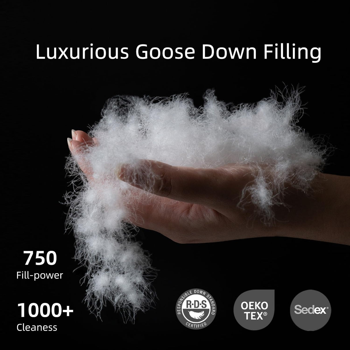 Premium Hungarian Goose Down Pillows Queen Size, Fluffy Bed Pillows for Sleeping