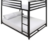 Metal Bunk Bed Frame for Kids, With Built-in Ladder, High Guardrail and Metal Slats, Floor Bed Bottom Bunk, No Boxspring Required, For Small Spaces, Full-Over-Full, Black