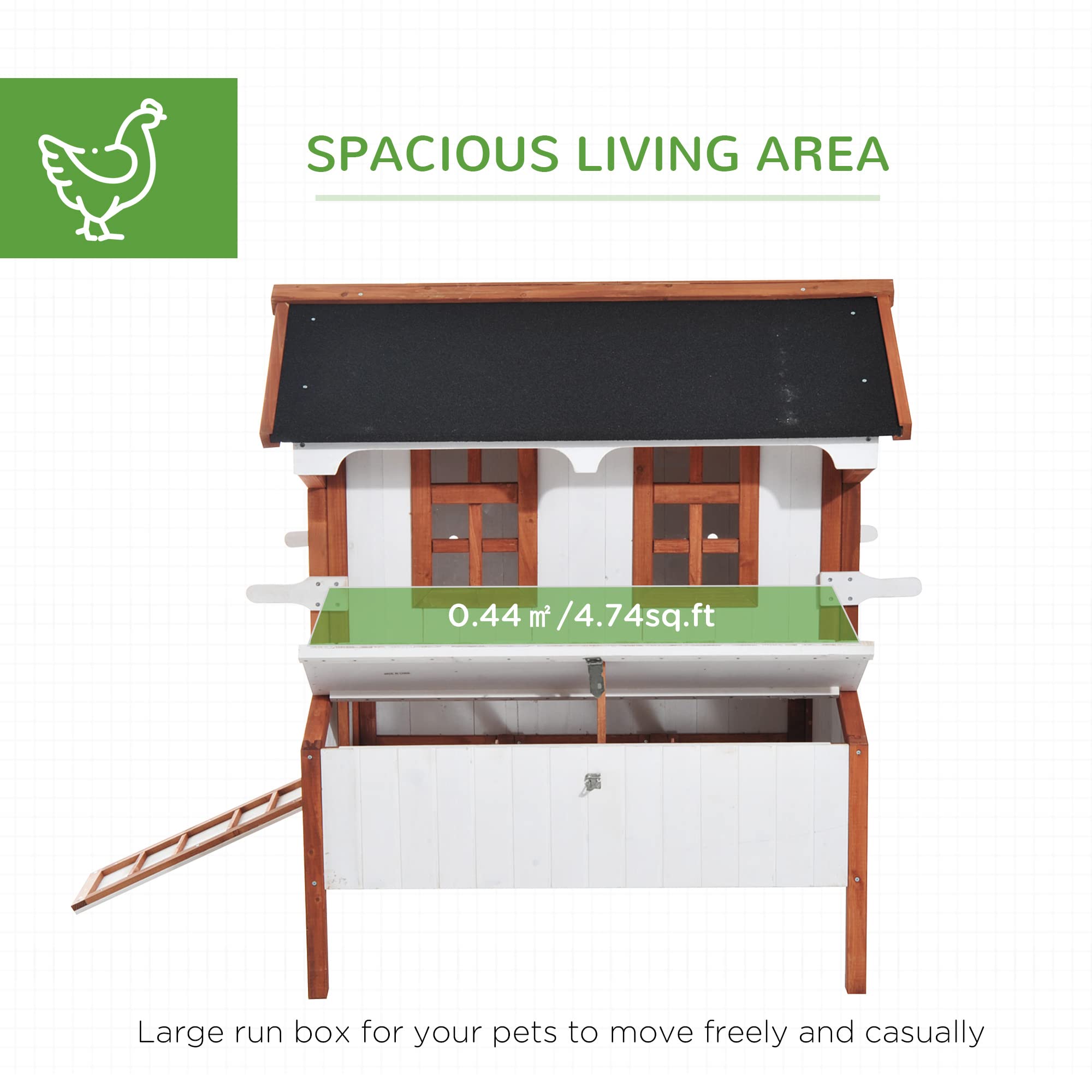 47" Chicken Coop Wooden Chicken House Rabbit Hutch Raised Poultry Cage Portable