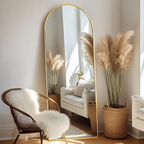 Arched Full Length Mirror, 64"x21" Free Standing Floor Mirror, Modern Full Body Mirror