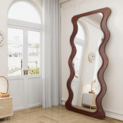 Wavy Mirror 65" x 24", Wood Frame Full Length Mirror, Floor Mirror, Irregular Wall Mirror