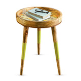 Round wooden side table, end table for living room, bedside, center table