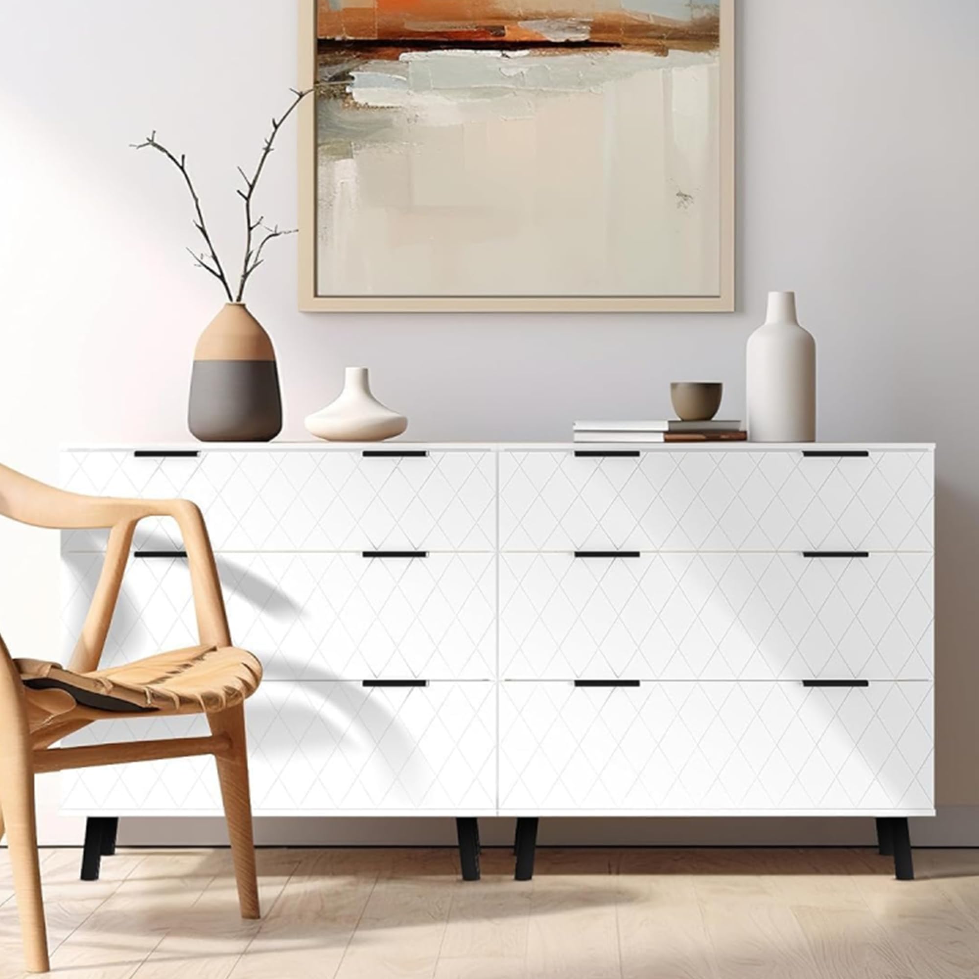 White 3 Drawer Dresser for Bedroom, Wood Chest of Drawers