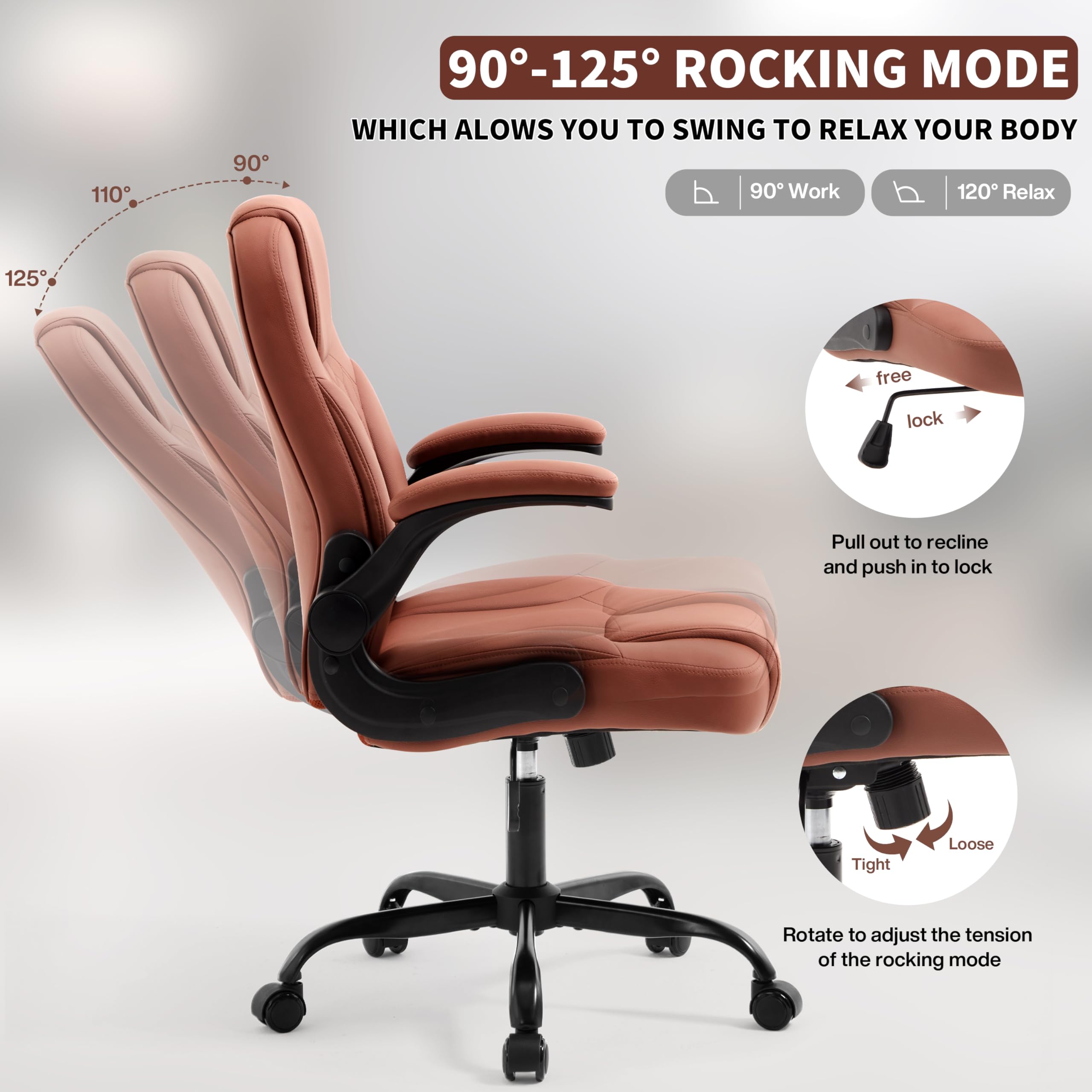 Executive Office Chair with Lumbar Support - Ergonomic PU Leather Desk Chair