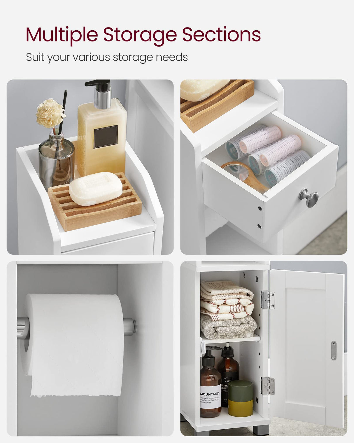 Small Bathroom Storage Cabinet, Toilet Paper Holder with Storage, Toilet Paper Storage