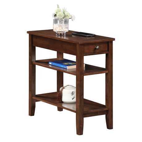 American Heritage 3-Tier End Table with Drawer, 23.5"L x 11.25"W x 24"H, Espresso