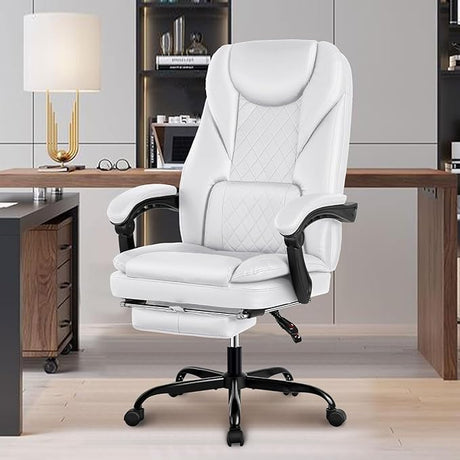 Executive Office Chair, Leather Reclining Big and Tall Office Chair with Foot Rest High