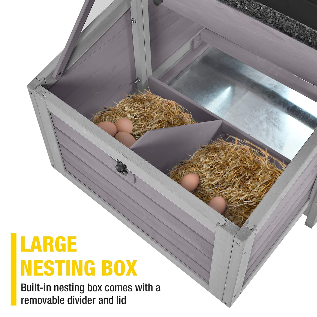 Movable Chicken Coop with Wheel and Run, Large Backyard Hen House with Nesting Box 80.6"