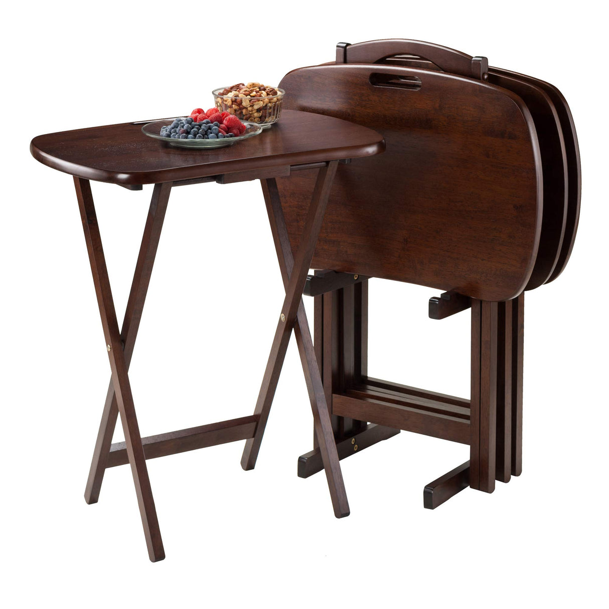 Lucca Snack Table, 22.83"W x 25.79"H x 15.67"D, Brown,Walnut