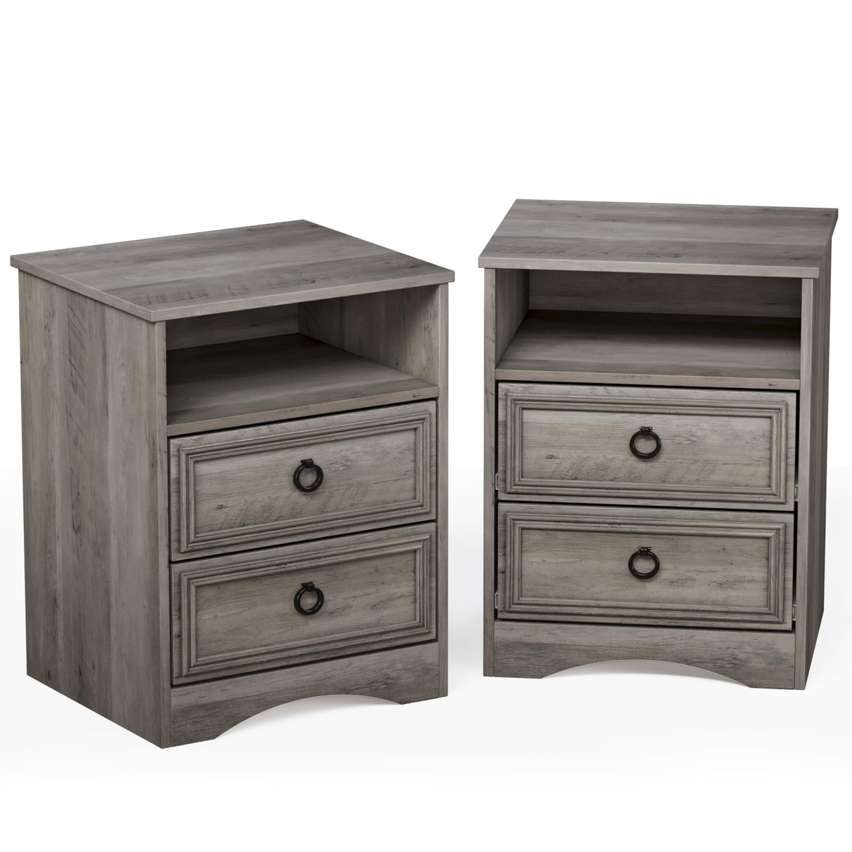 Nightstand Set of 2, Night Stand with Drawers, Accent Bed Side Table and End Table