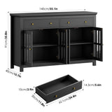 Black Buffet Cabinet with Storage, 55.1" Large Kitchen Cabinet Sideboard Cabinet