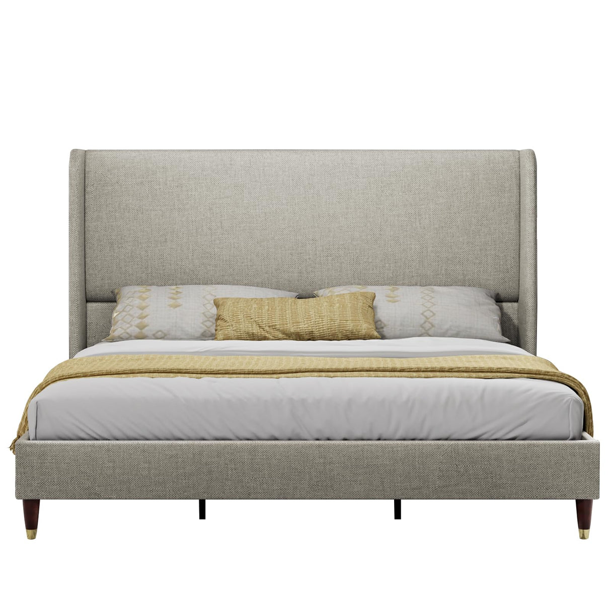 Full Platform Bed Frame 51.2" High Headboard