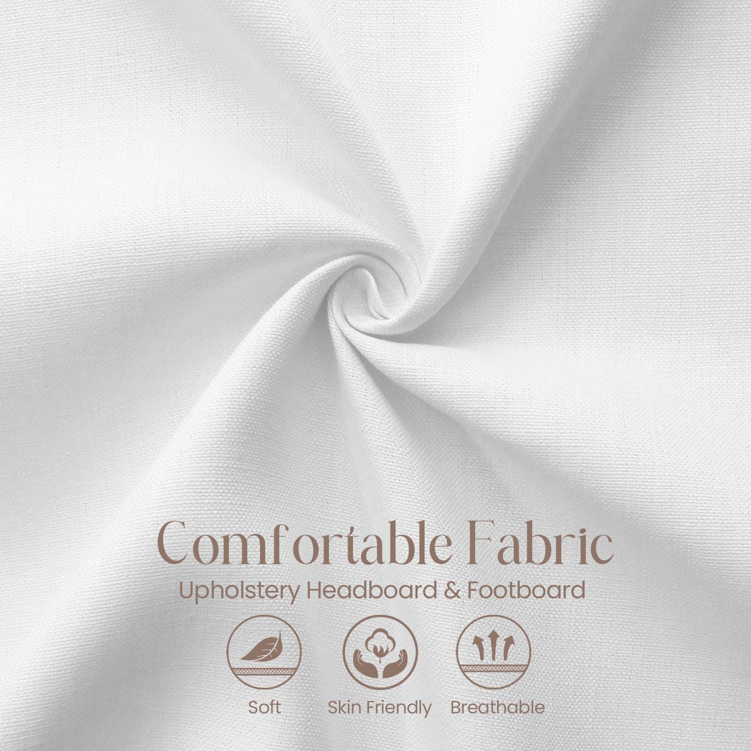 PNZOZO Queen Size Bed Frame with Headboard Upholstered Sleigh Bed Frame Platform Bed Frame No Box Spring Needed | Wood Slats | Cream White Easy Assembly