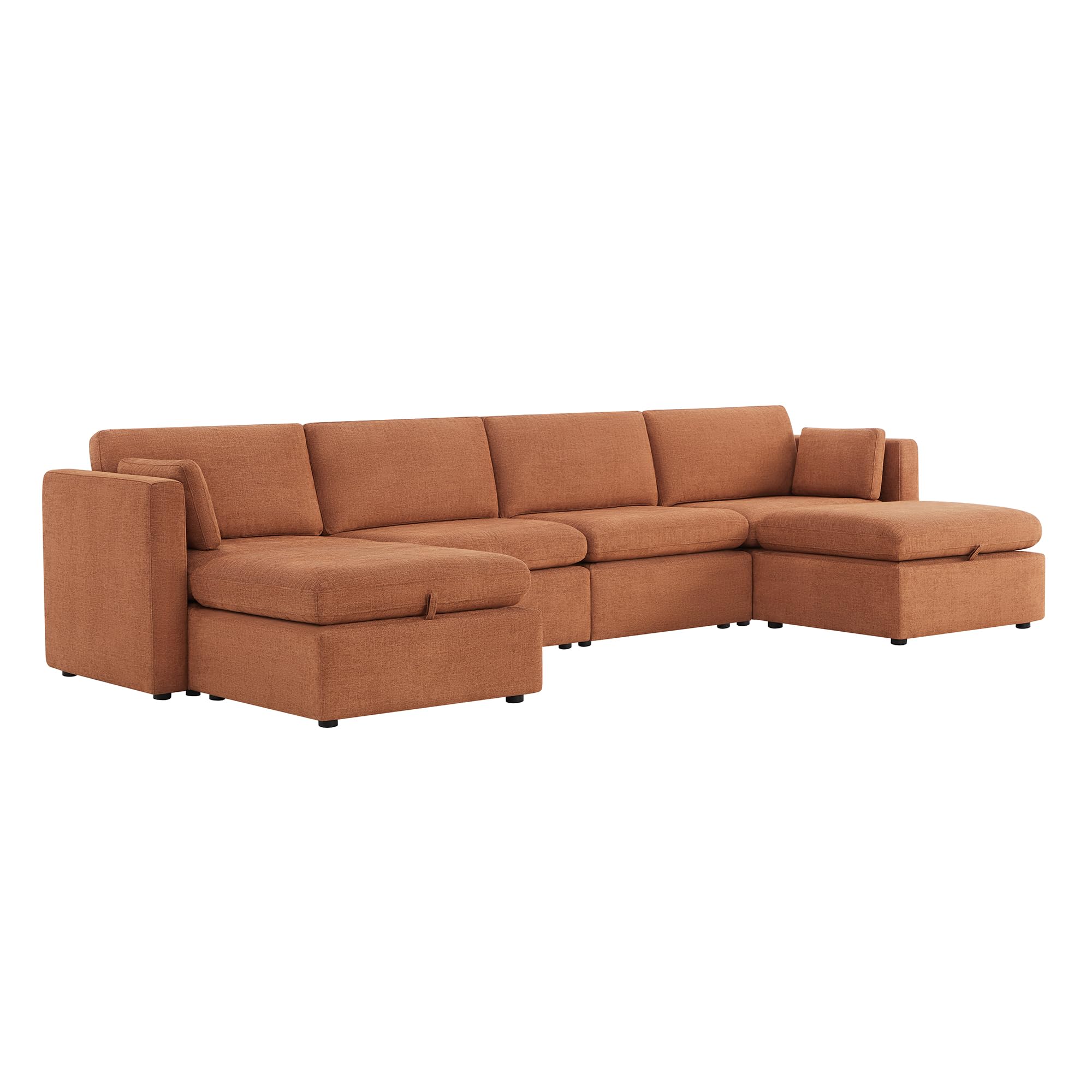 Terracotta 6-Seat U-Shaped Modular Sofa Set, Extra Large Sectional Couch