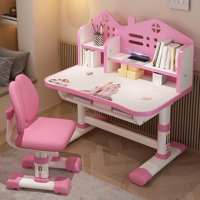 Cartoon Pattern Height Adjustable Children Table Chair Set Ergonomic Scientific