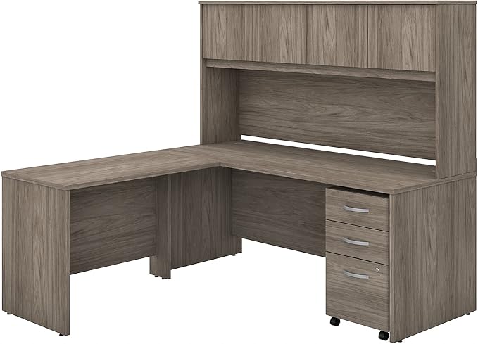 Studio C L Shaped Desk with Hutch, Mobile File Cabinet and Return, 72W x 30D