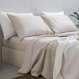 100% Washed French Linen Sheet Set-King Size-Natural Linen-4 Pieces